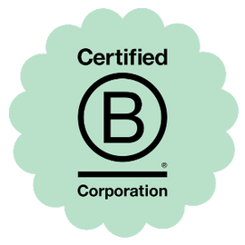 B Corp Certified logo showcasing Grounded Goods’ dedication to ethical, eco-friendly production, suitable for companies seeking responsible, branded merchandise solutions