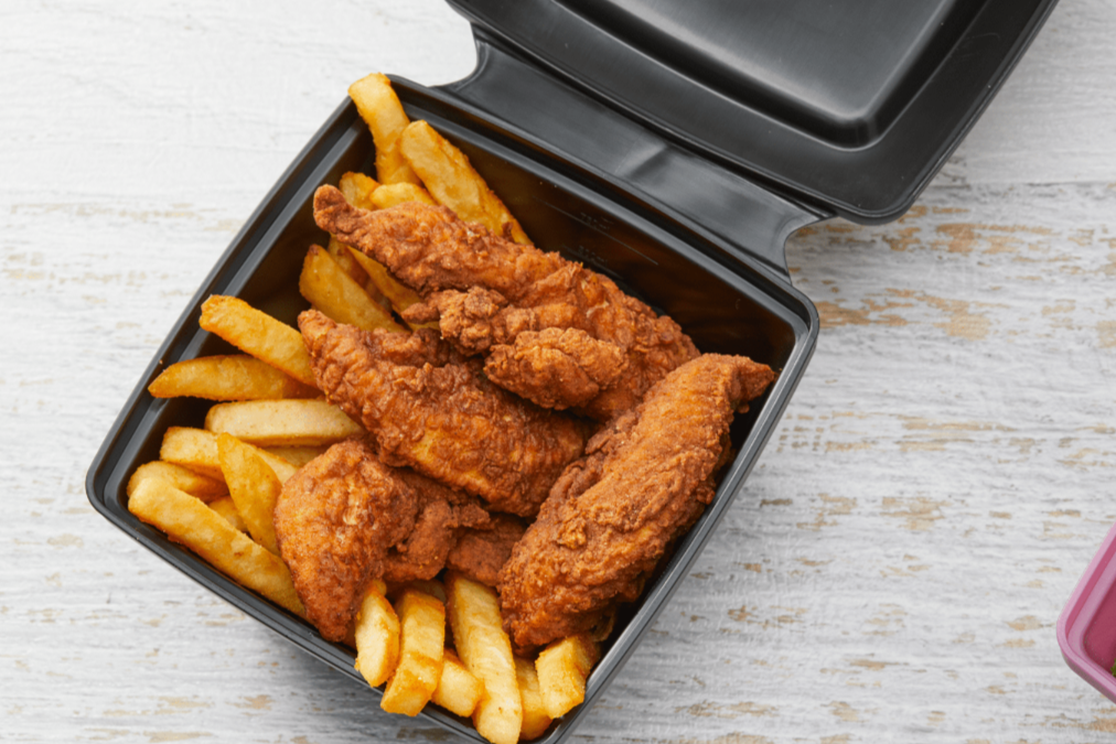 Uppercontainer australian made with chicken and chips food service reusable container