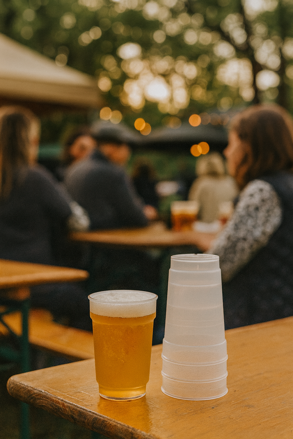 stackable reusable beer and soft drink cups that are made in Australia 