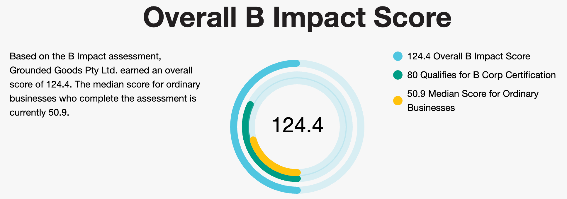 Grounded Goods B Corp Impact Score 