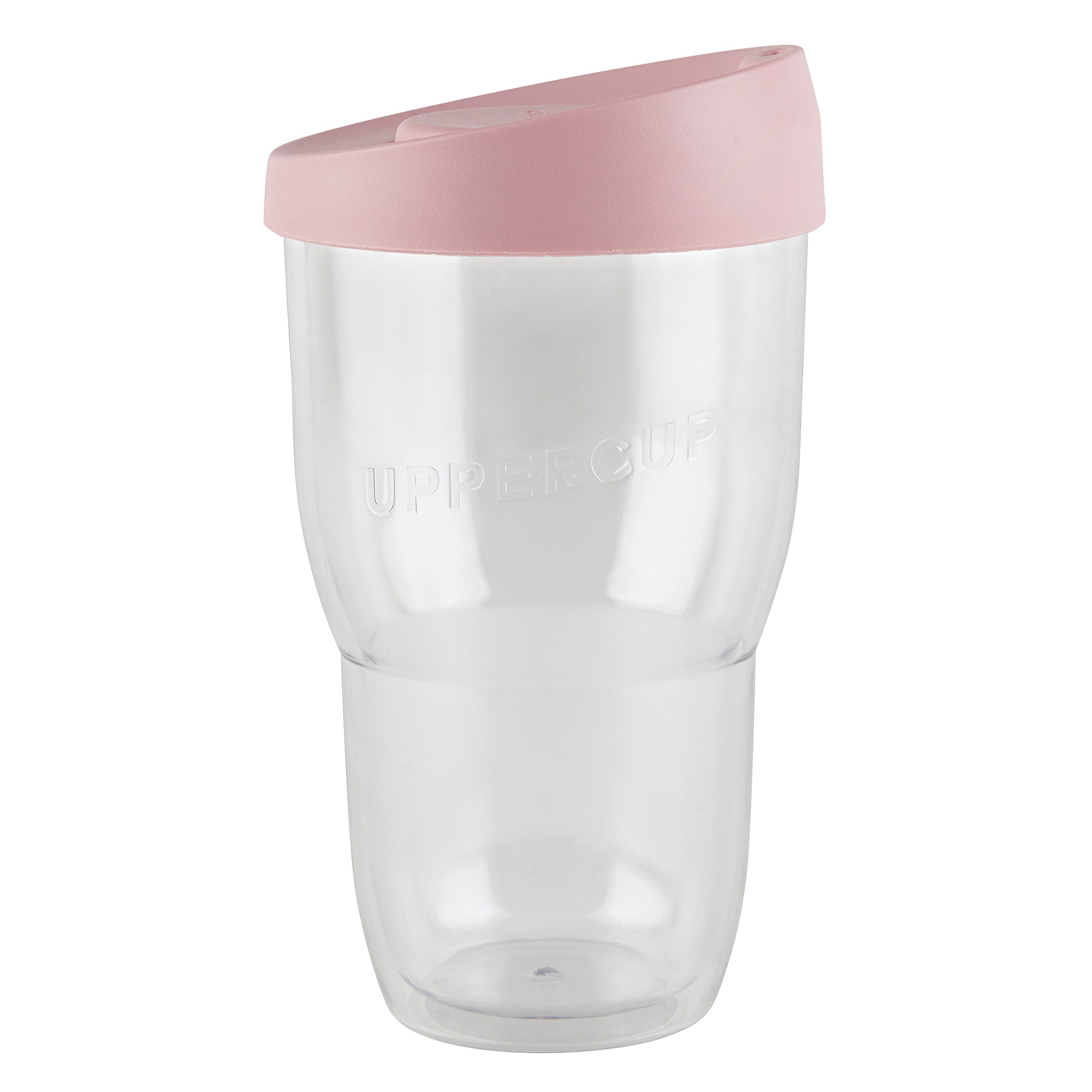 Double Wall Uppercup clear australian made with pink sipper lid