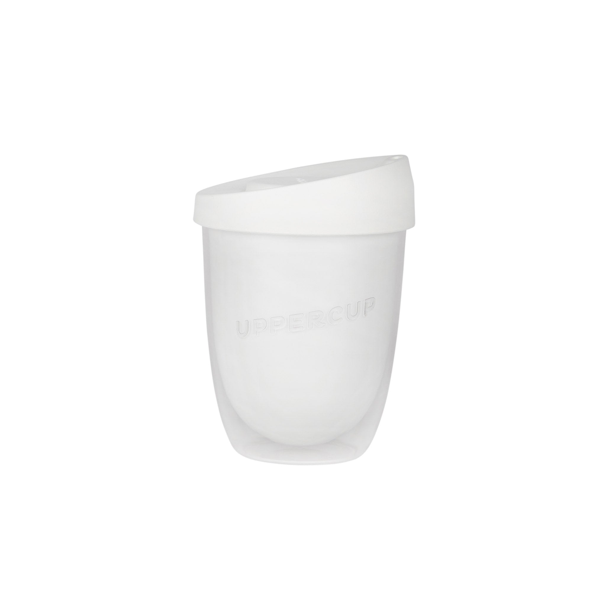 white bpa free reusable coffee cup double wall in white 